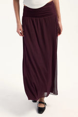 Luck & Trouble Millie Mesh Maxi Skirt Burgundy
