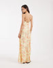 Vero Moda Tall ruched bust detailing cami midi dress in yellow based floral print