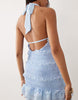 TFNC shirred chiffon ruffle sheer skirt maxi dress in blue
