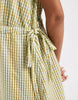 Vero Moda sleeveless bow tie side seersucker mini dress in green gingham print