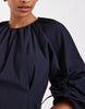 & Other Stories volume cinch sleeve midi dress in dark navy