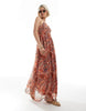 ONLY cami maxi dress in red ikat prints