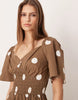 Glamorous v-neck tiered midaxi dress in brown and white polka dots