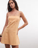 cotton-linen blend cami mini sundress with shaped bust in orange spritz