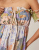 eyelet frill off the shoulder mini dress in patchwork floral print