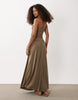 Brave Soul strapless maxi drop waist jersey dress in brown