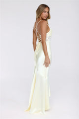 Silker Moments Satin Maxi Dress Yellow