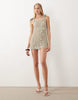 Miss Selfridge beach metallic crochet faux pearl mini dress in sage