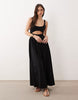 cut out detail midaxi dress in black