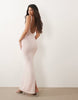 Wanderdoll Lillie knit scoop neck and back corsage tassel detailing maxi dress in baby pink