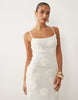 Gina Tricot strappy embroidery maxi dress in white