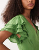 Nobody's Child Layla ruffle cap sleeve v-neck midi dress in green