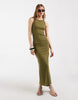 ribbed tank midi dress in khaki