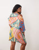 Never Fully Dressed Plus Tilly off shoulder plisse mini dress in kaleidoscope print