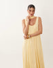 crinkle scoop neck maxi dress with scarf detail in yellow