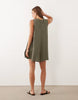 JDY linen blend pleated mini dress in khaki