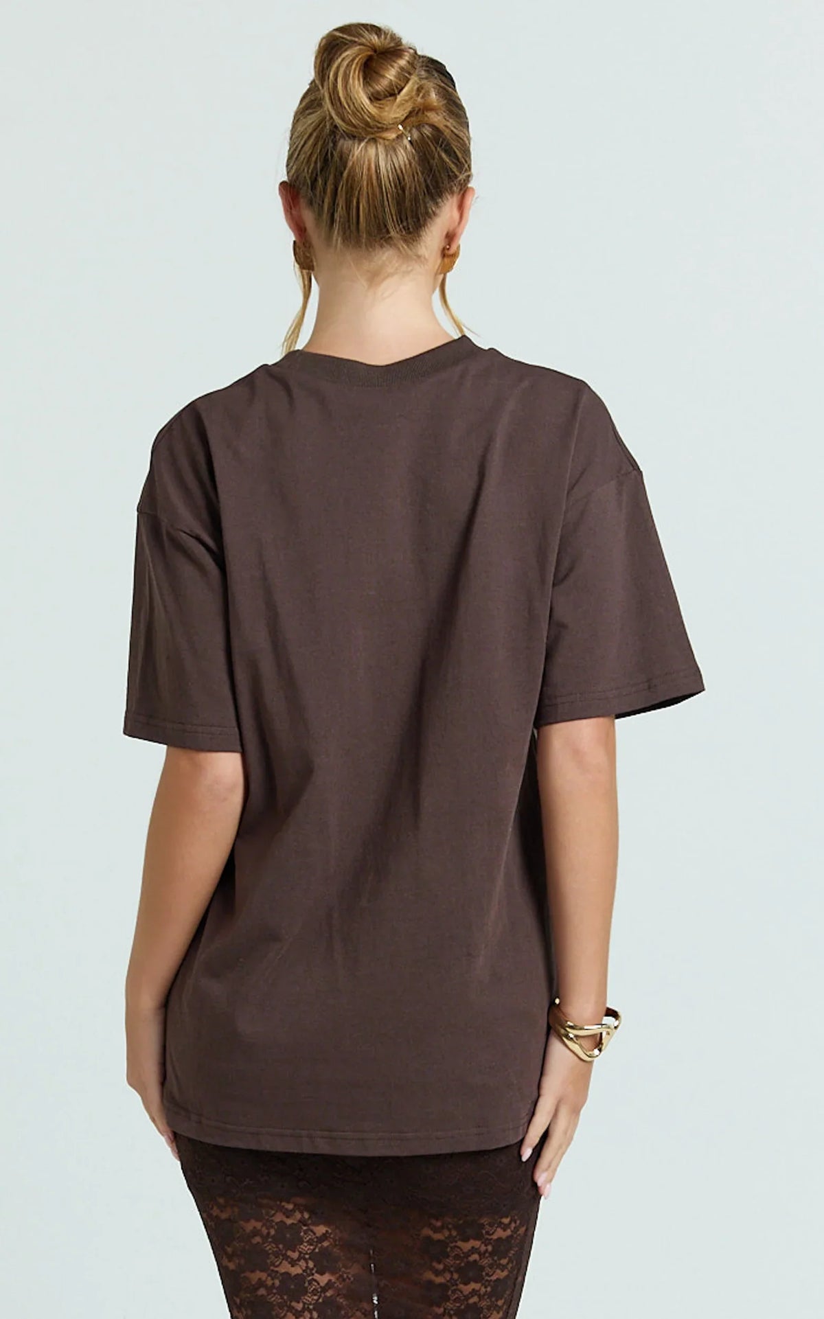Prizza Top - Longline Boyfriend Tee Top in Chocolate