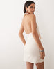 Kaiia Exclusive linen blend tie front cut-out detail mini dress in beige