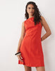 boat neck mini dress with flippy hem in red