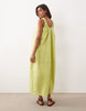 poplin ruched scoop neck midaxi sundress in pistachio green