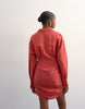 Topshop gathered skirt mini shirt dress in rust