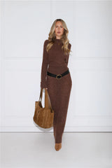 Understated It Girl Long Sleeve Top Brown