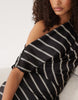 draped asymmetric neck maxi dress in stripe