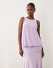 slinky floor length maxi dress with drop waist in lilac