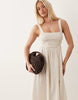 Fuller Bust Selina Beach shirred linen look maxi sundress in natural