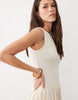 color block crinkle midaxi dress in cream