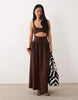 cut out detail maxi dress in chocolate