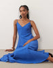 Mango seam detail strappy maxi dress in electric blue