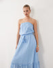 Abercrombie & Fitch embellished cutwork strapless midaxi dress in light blue
