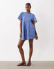 smock T-shirt mini dress in blue ditsy print