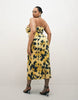 Curve cotton sateen cami maxi sundress with bust detailing in yellow print