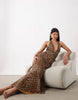 Bardot Elera mesh plunge halter neck maxi dress in leopard print