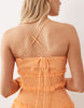 crinkle mini sundress with shirred dropped waist in orange spritz