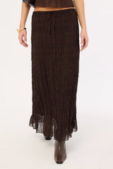 Luck & Trouble Marisole Gathered Maxi Skirt Choc