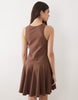 scoop neck button front henley mini dress in chocolate