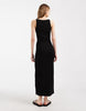 ribbed midi tank dress in black
