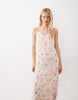 VILA lace trim cami midi dress in white floral print