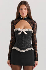 black metallic jacquard corset & bolero