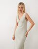 v neck maxi slip dress in green laundered stripes