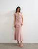 Topshop delicate tie front dress in pink stripe