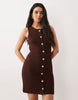 Miss Selfridge textured knit mini shift dress in chocolate