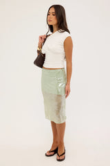 Perfect Stranger Zelie Sequin Midi Skirt Mint