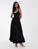 contrast trim midi dress in monochrome