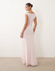 scoop neck asymetric hem maxi dress in pink