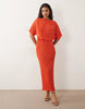 Never Fully Dressed Tilly off shoulder plisse maxi dress in red