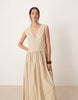 deep V-neck oversized maxi dress in stripe print